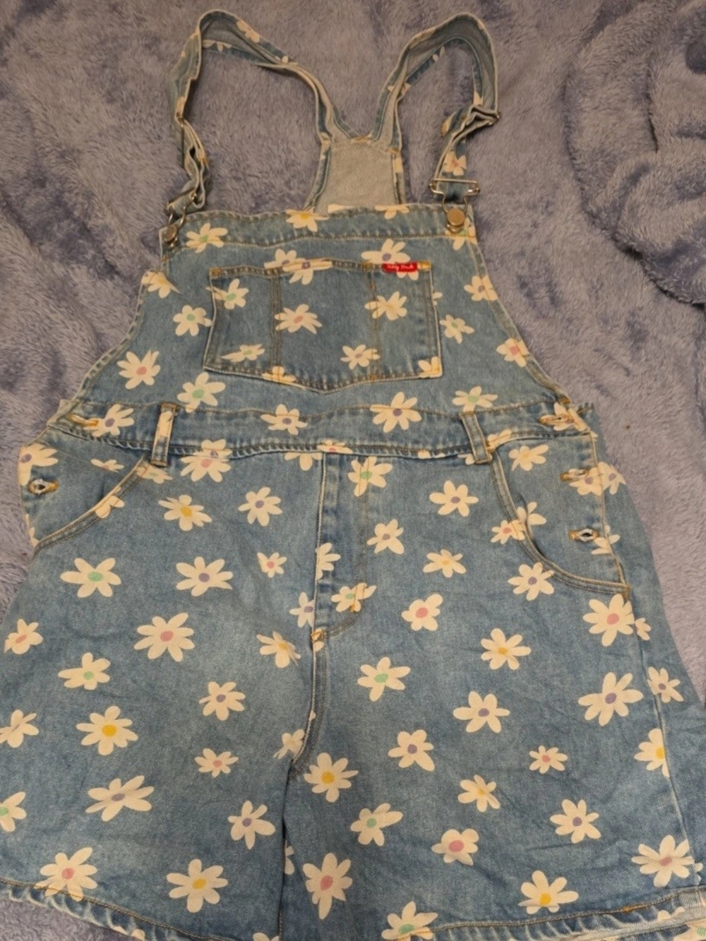 Teddy Fresh Light Blue Daisy Denim Overalls